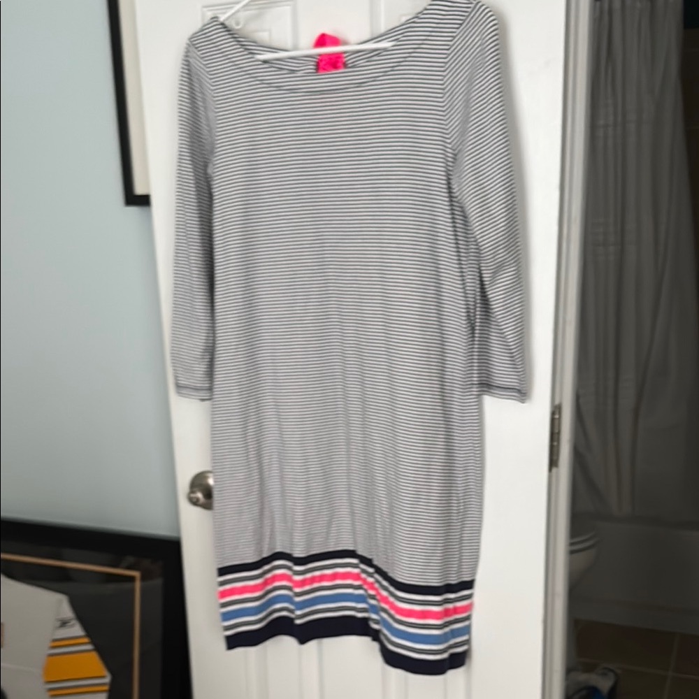 Lilly Pulitzer Striped Dress with Multicolor Accents; size medium